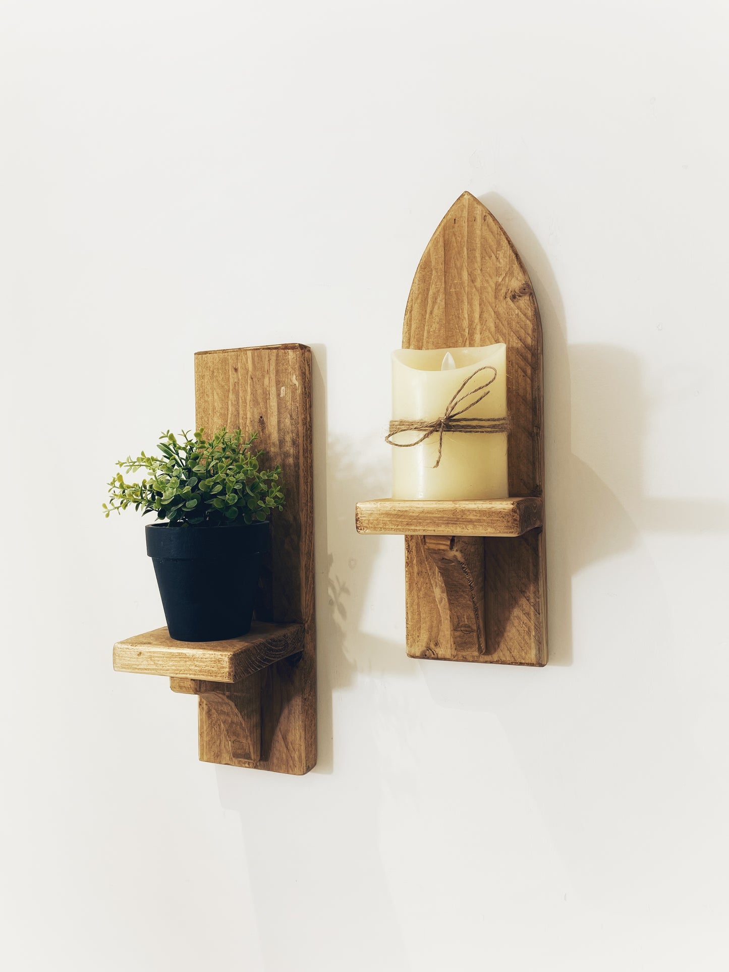 Gothic Arch Wooden Wall Sconce