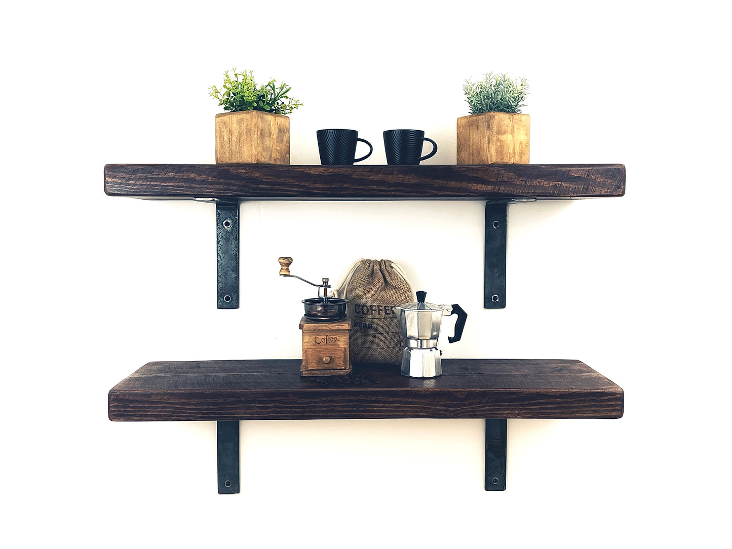 Industrial Farmhouse Chunky Rustic Wooden Shelving