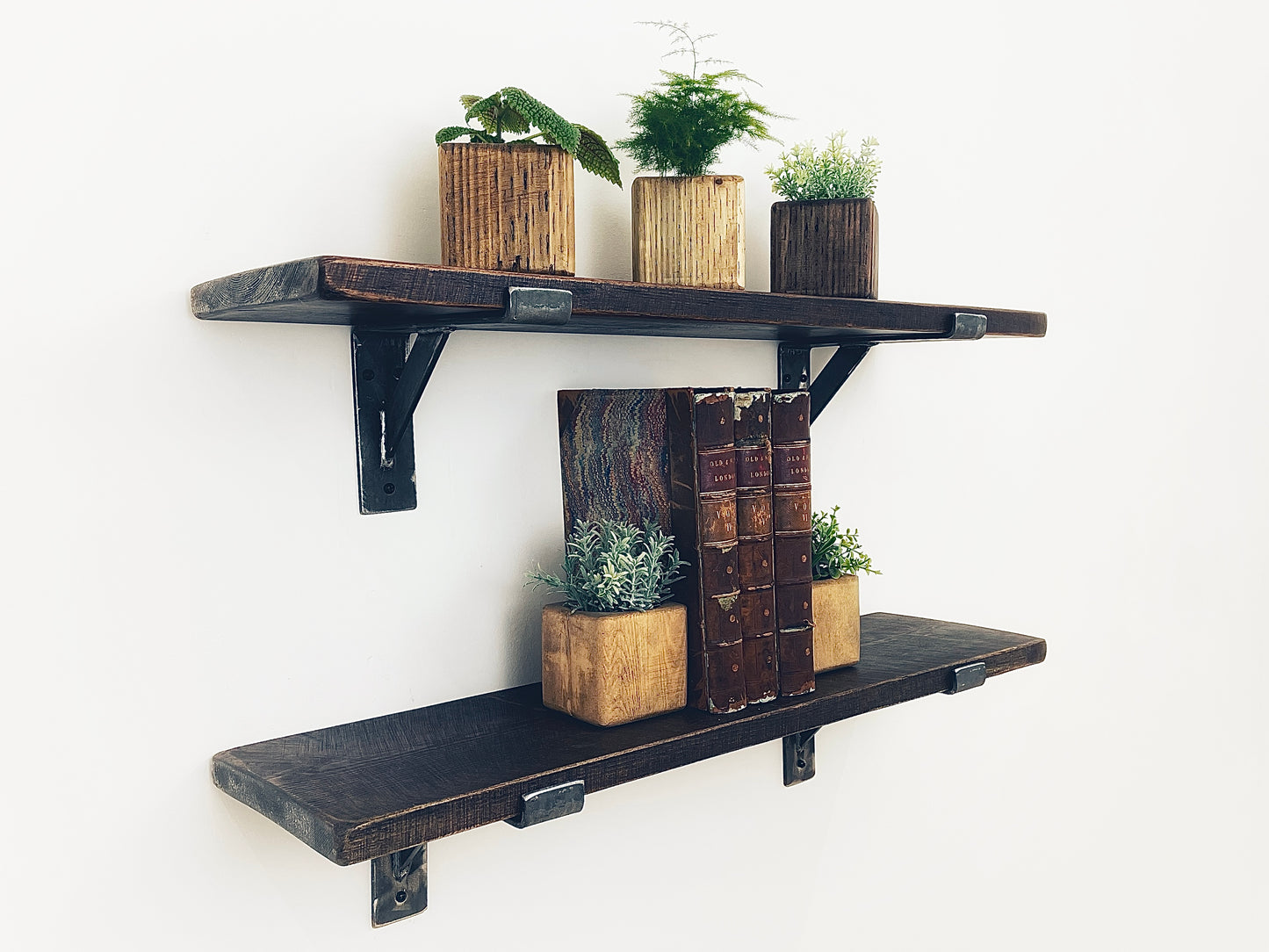 Industrial Farmhouse Chunky Rustic Wooden Shelving