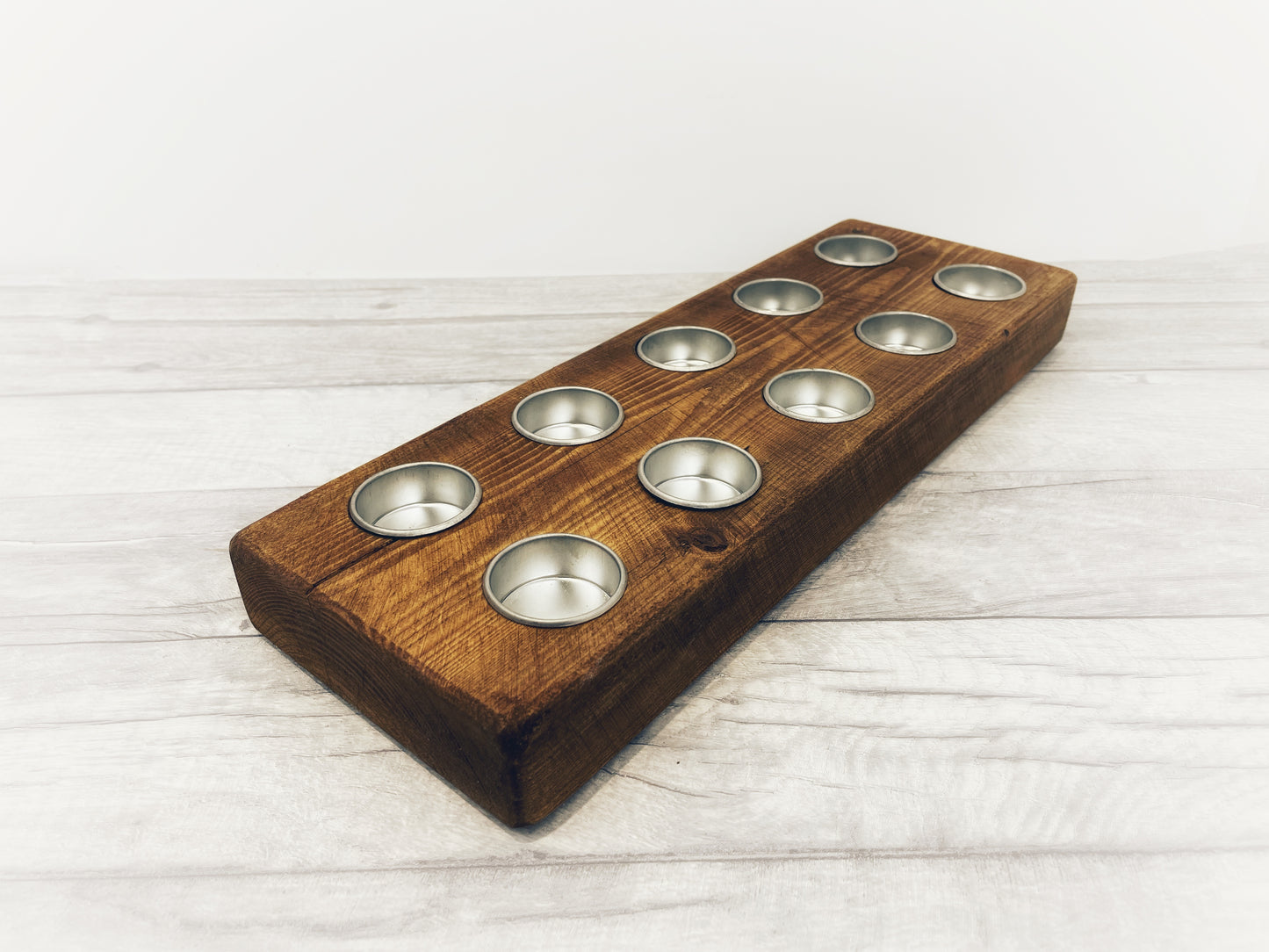 Rustic Wooden Tea Light Candle Holder Center Piece