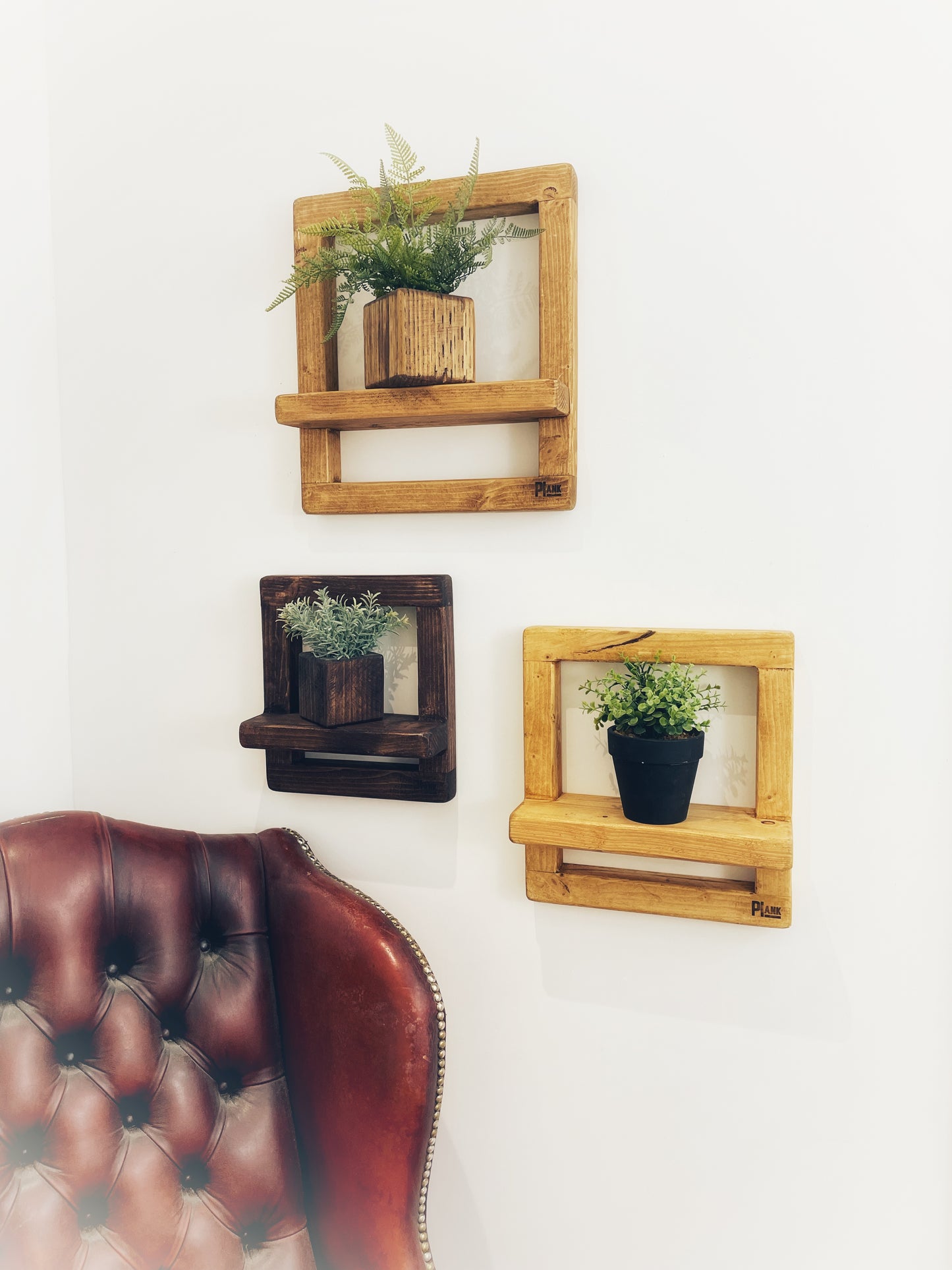 Rustic Wooden Display Shelves