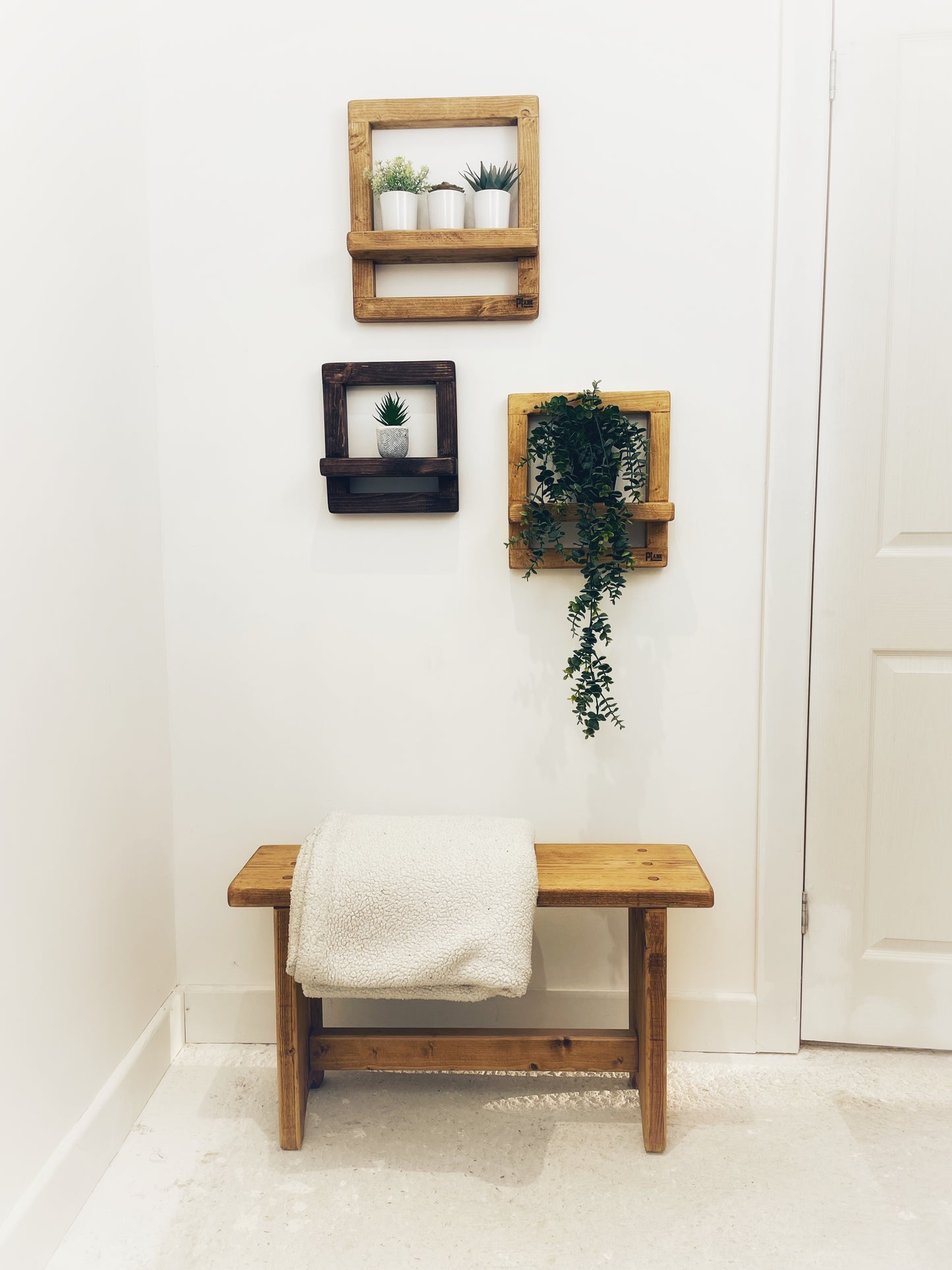 Rustic Wooden Display Shelves