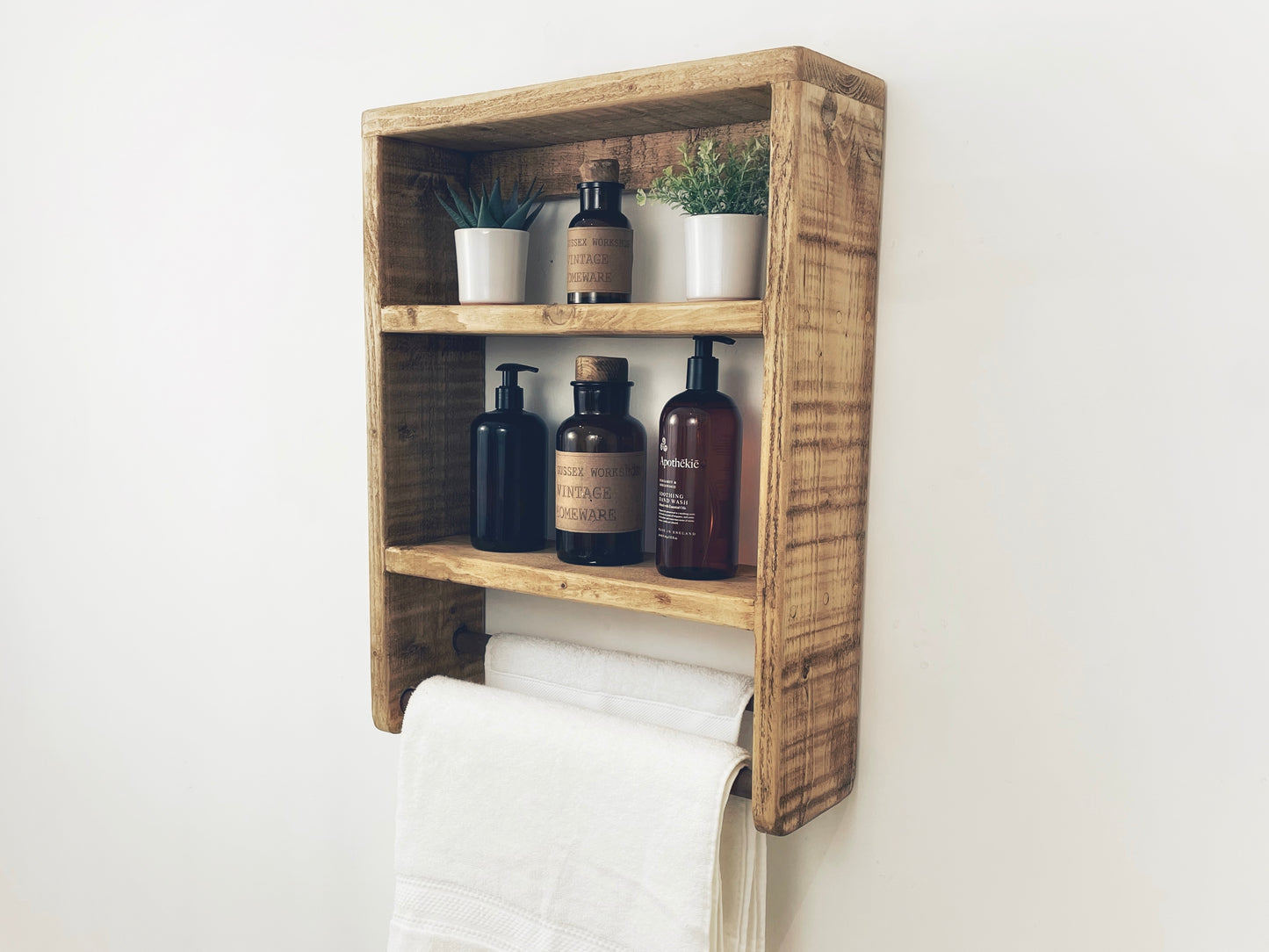 Bathroom Shelving Unit With Double Towel Rail