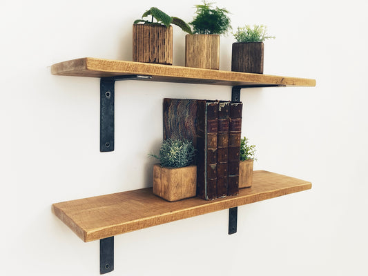 Industrial Farmhouse Chunky Rustic Wooden Shelving