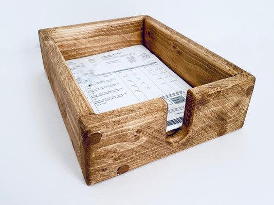 Letter Tray Rustic Letter Tray A4 , Desk Tidy, Wooden Desk Top Organiser, Stationary Storage, Wood Document Holder, Office Furniture, Filing Box Tray