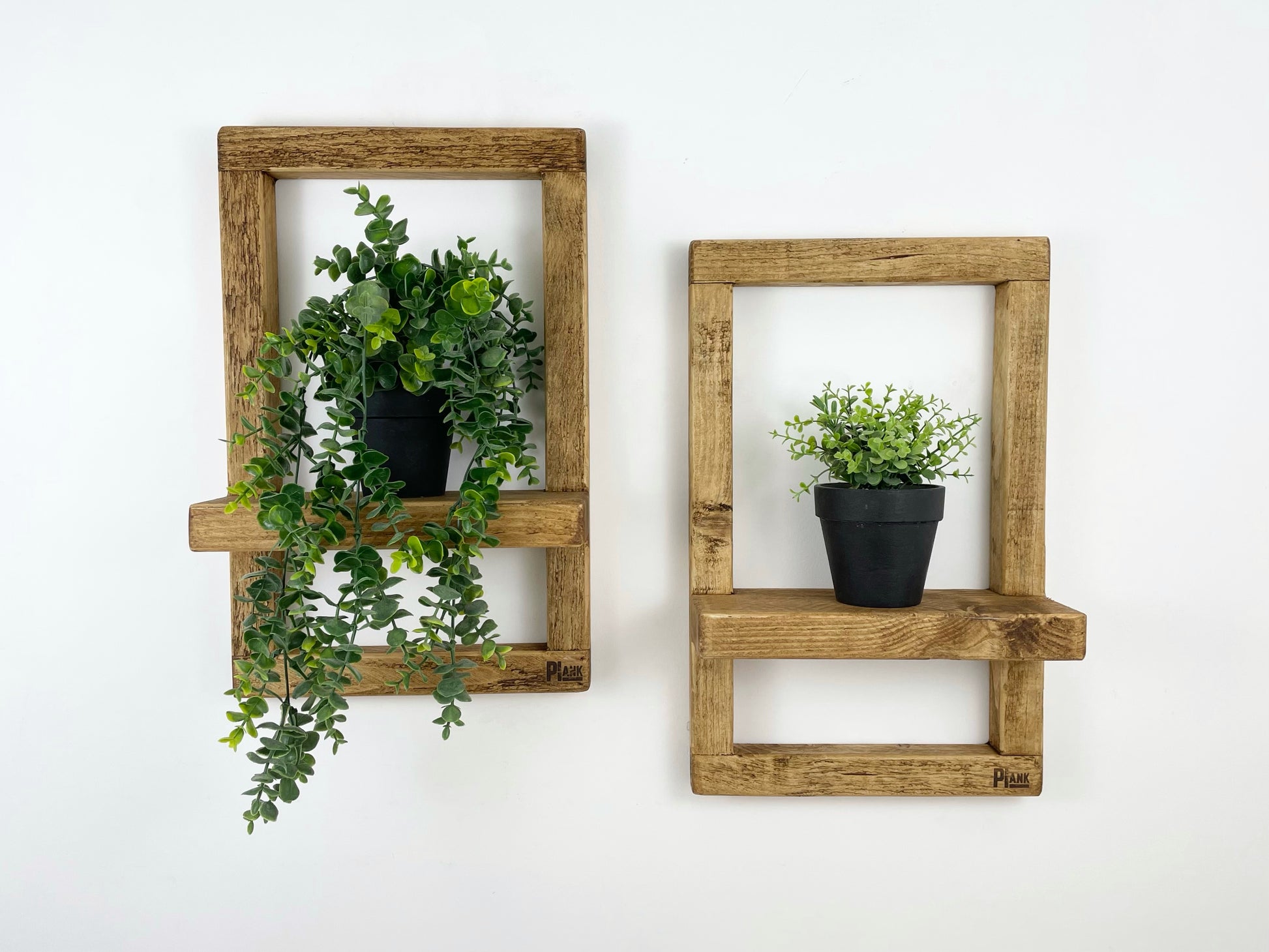 Plant display shelf with frame Set of 2 Rustic Handmade Shelves, Wall Mounted Plant Holder, Decorative Display Shelving, Photo Wall Shelves, Picture Frame Shelf