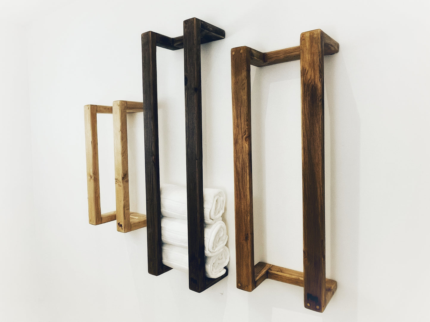 Bathroom Towel Rack, Rustic Wall Mounted Wooden Bath Towel Holder, Handcrafted Towel Storage Shelf