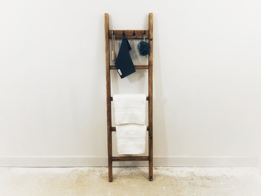 Towel or blanket freestanding ladder Towel & Blanket Ladder, Rustic Wooden Towel Holder, Bathroom Towel Rack With Hooks, Handmade Freestanding Towel Storage, Display Rack