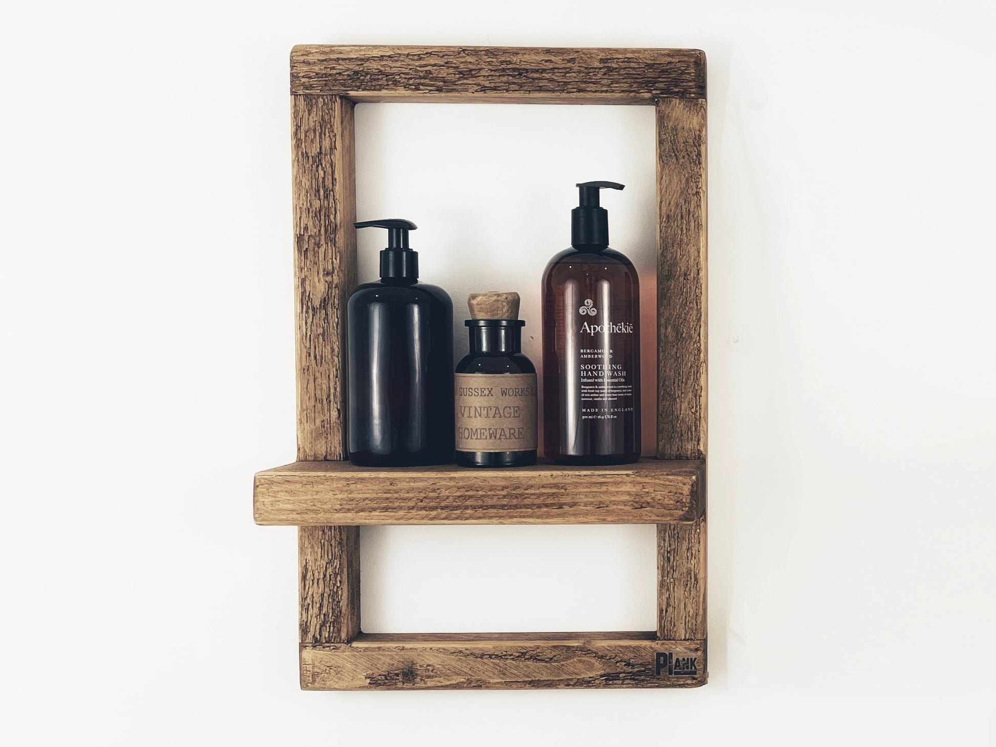 Bathroom accessory shelf with frame Handmade Bathroom Shelf, Rustic Wooden Shelving, Decorative Display Shelf, Shower room Storage, En Suite Toiletries Shelves