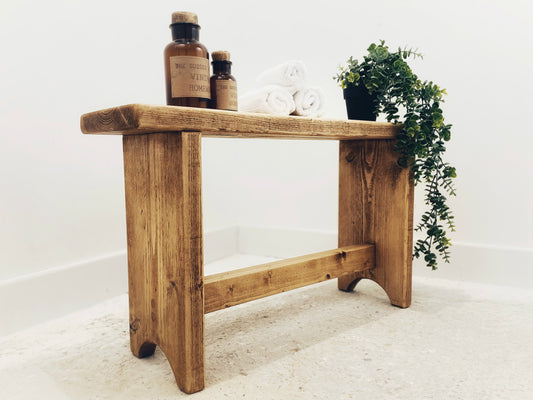 wooden bench Rustic Milk Stool, Small Wooden Stool, Side Table, Handmade Sustainable Gift, Step Stool, Bathroom Bench Seat, Vintage Farmhouse Home Decor